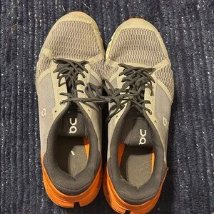 On Running Men's Athletic Shoes in Gray and Orange